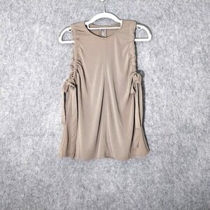 Tasha Apparel Tunic M Gray Stonewash Modal Cinched Bow Tie Keyhole Festival